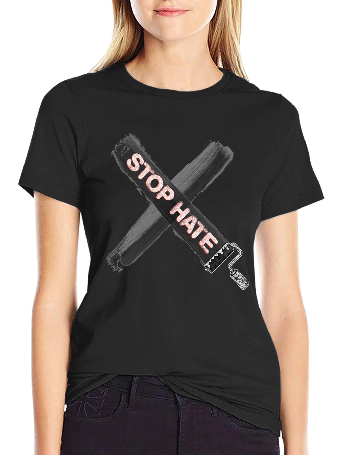 Camiseta Stop Hate Unisex Casual Algodón