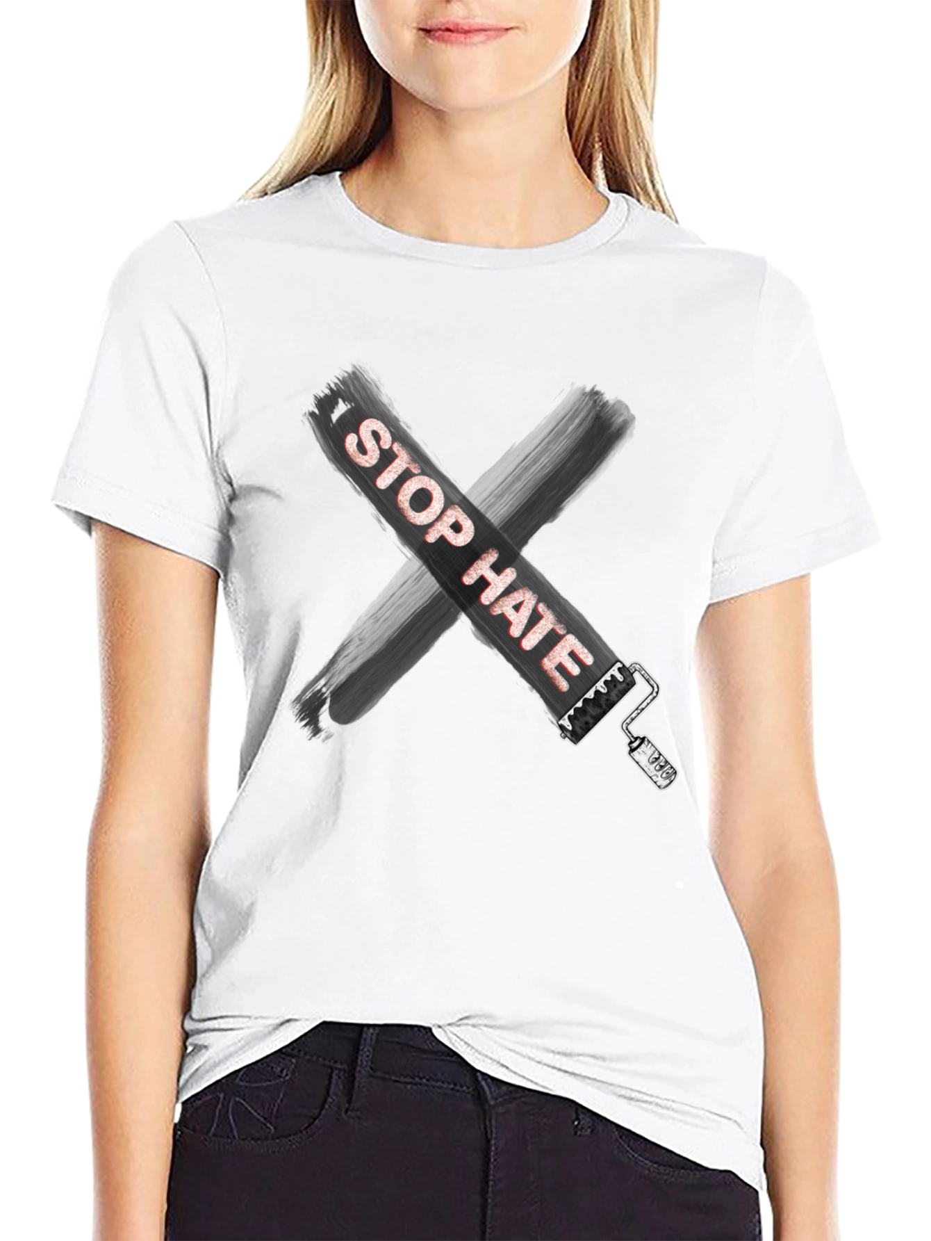 Camiseta Stop Hate Unisex Casual Algodón