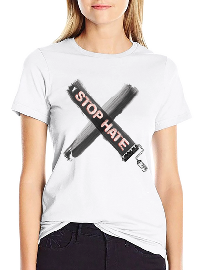 Camiseta Stop Hate Unisex Casual Algodón