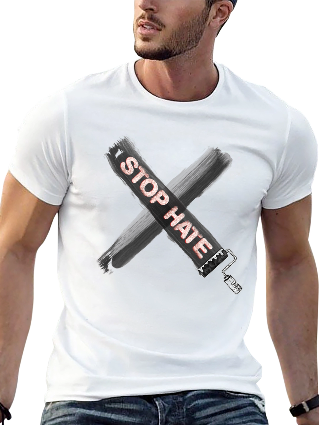 Camiseta Stop Hate Unisex Casual Algodón