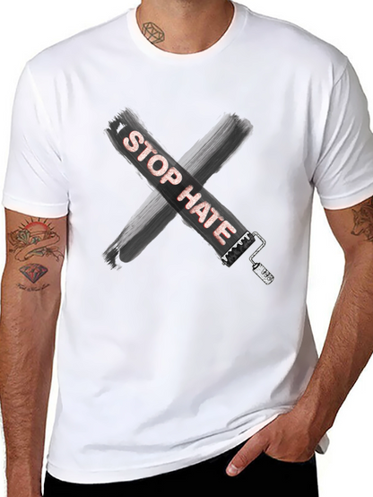 Camiseta Stop Hate Unisex Casual Algodón