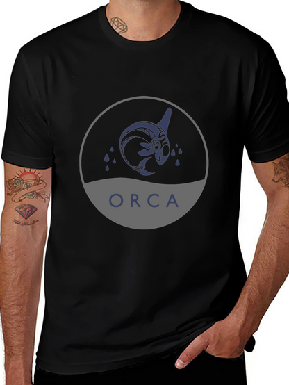 Camiseta Negra con Diseño de Orca Tribal