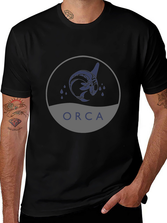 Camiseta Negra con Diseño de Orca Tribal