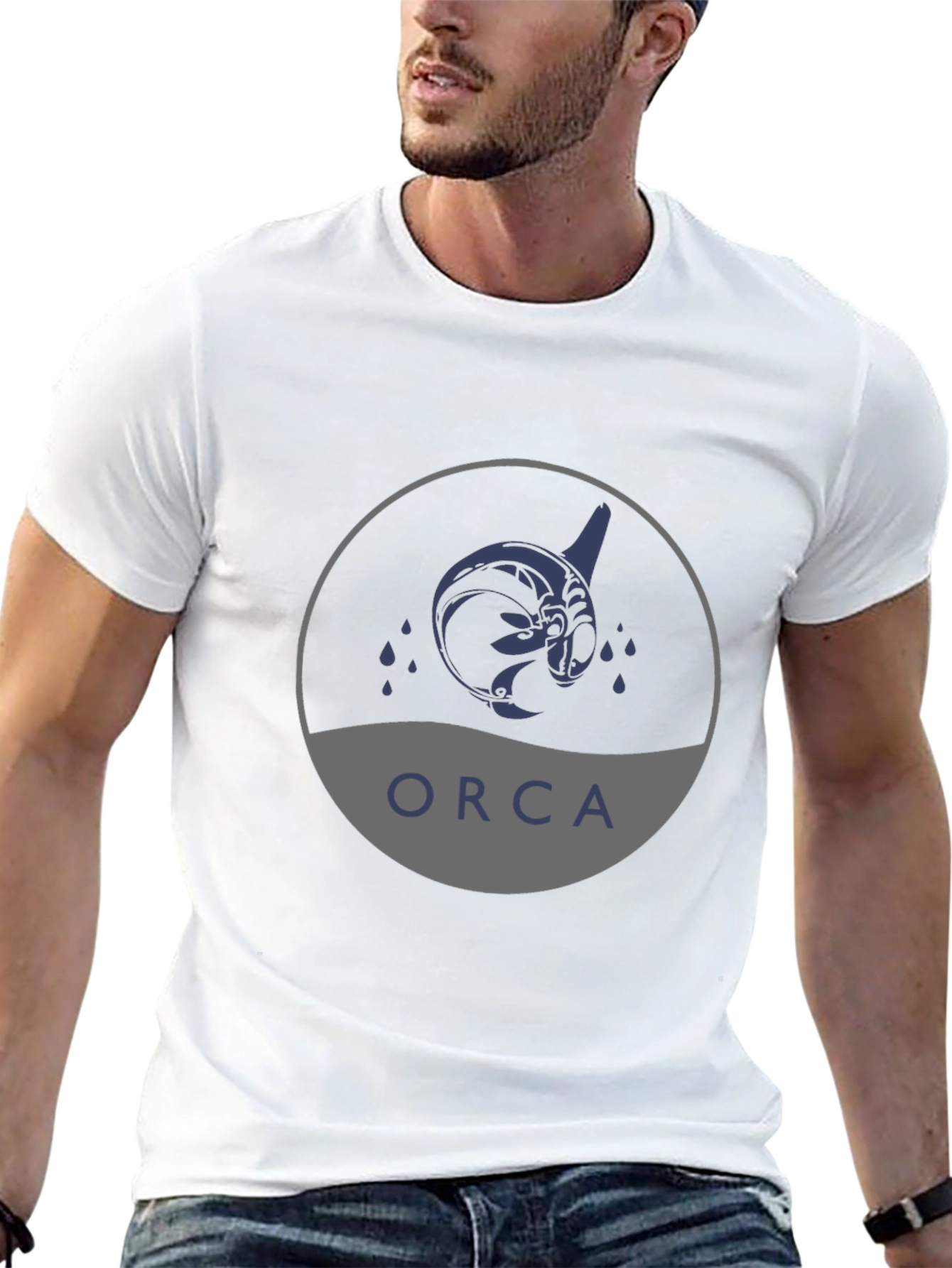 Camiseta Negra con Diseño de Orca Tribal