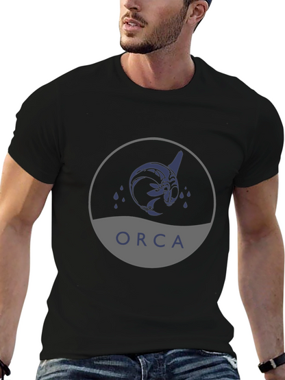 Camiseta Negra con Diseño de Orca Tribal