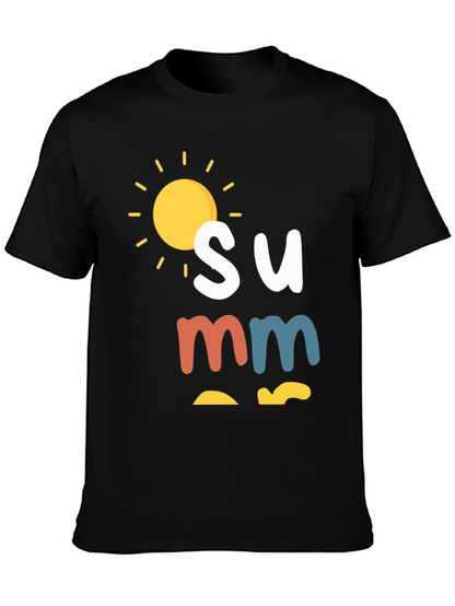 Camiseta Negra de Verano con Diseño de Sol