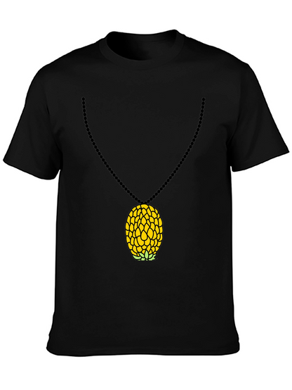 Camiseta Negra con Colgante de Piña