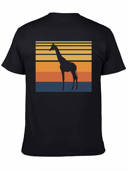 Camiseta Negra con Diseño Retro de Jirafa