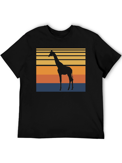 Camiseta Negra con Diseño Retro de Jirafa