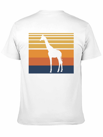 Camiseta Negra con Diseño Retro de Jirafa