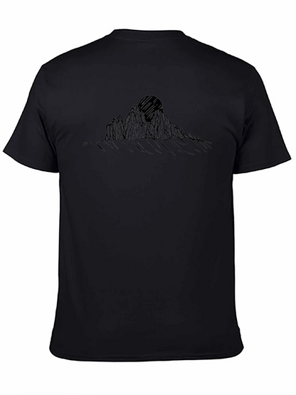 Camiseta Negra Montañas y Sol