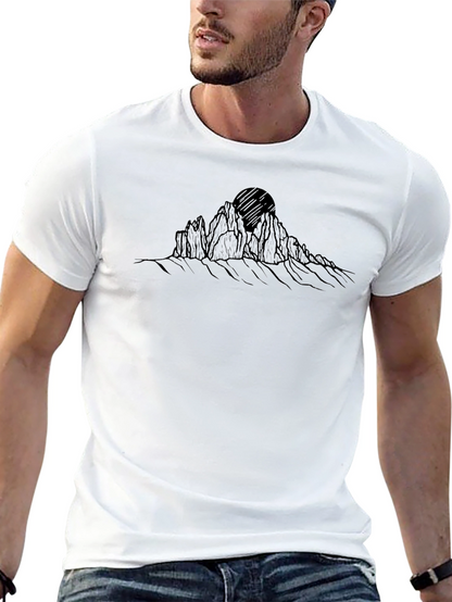 Camiseta Negra Montañas y Sol