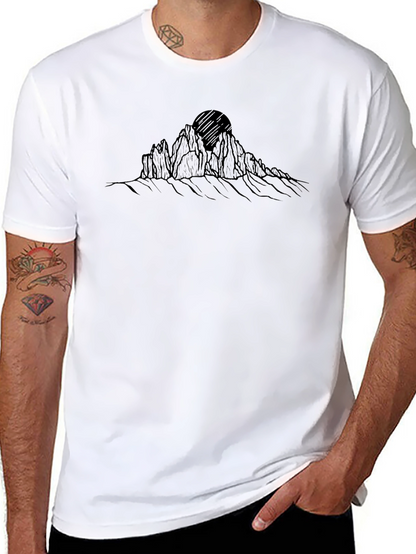 Camiseta Negra Montañas y Sol