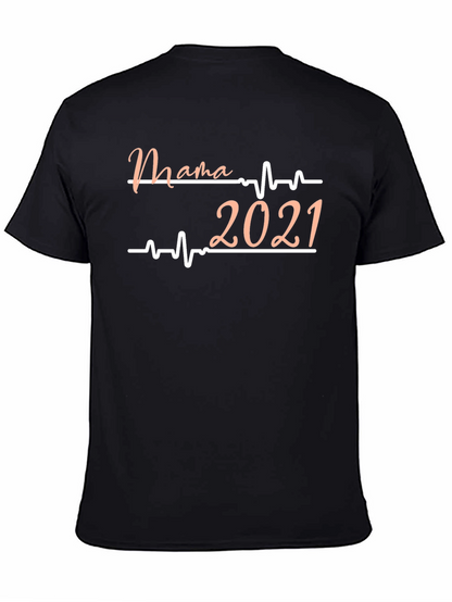 Camiseta Negra Mama 2021 con Diseño de Latido