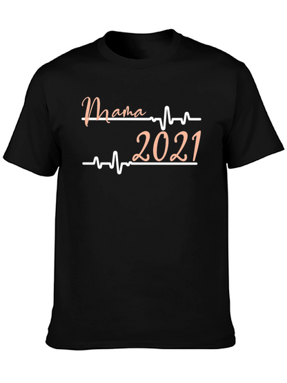 Camiseta Negra Mama 2021 con Diseño de Latido