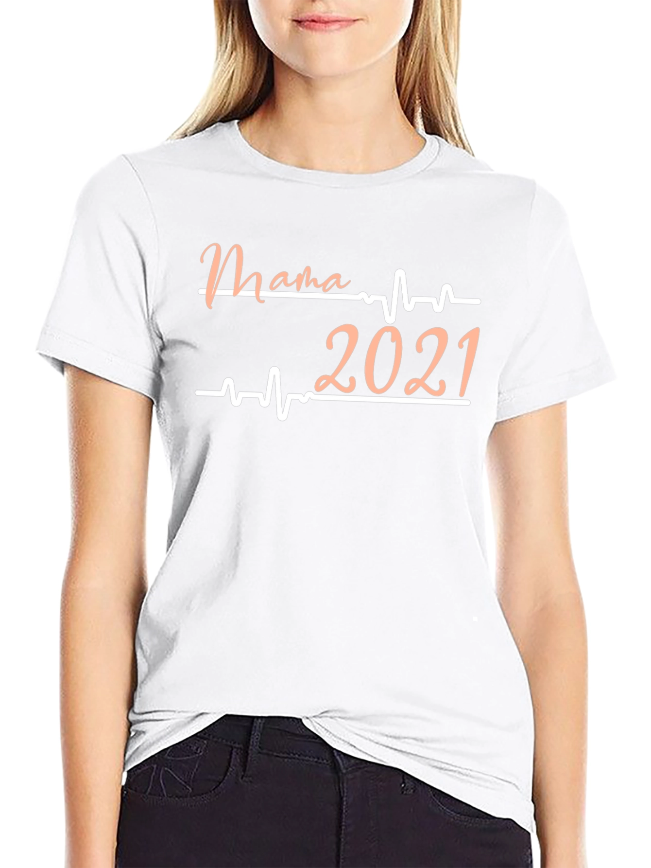 Camiseta Negra Mama 2021 con Diseño de Latido