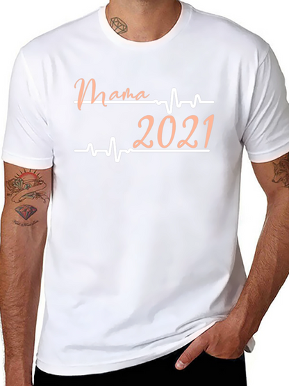 Camiseta Negra Mama 2021 con Diseño de Latido