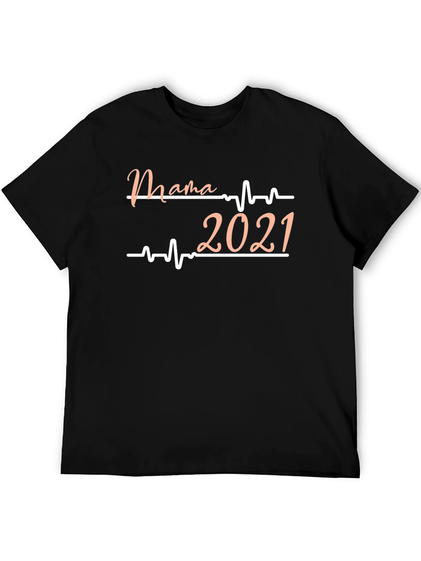 Camiseta Negra Mama 2021 con Diseño de Latido