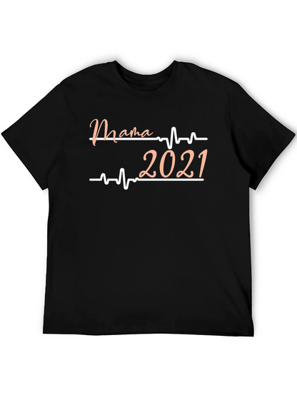 Camiseta Negra Mama 2021 con Diseño de Latido