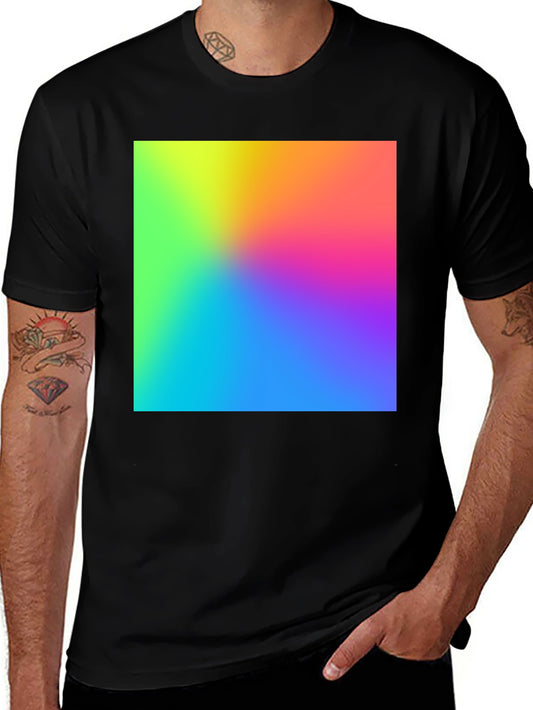 Camiseta Hombre Negra Diseño Degradado Colorido
