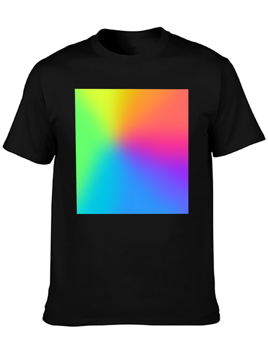 Camiseta Hombre Negra Diseño Degradado Colorido