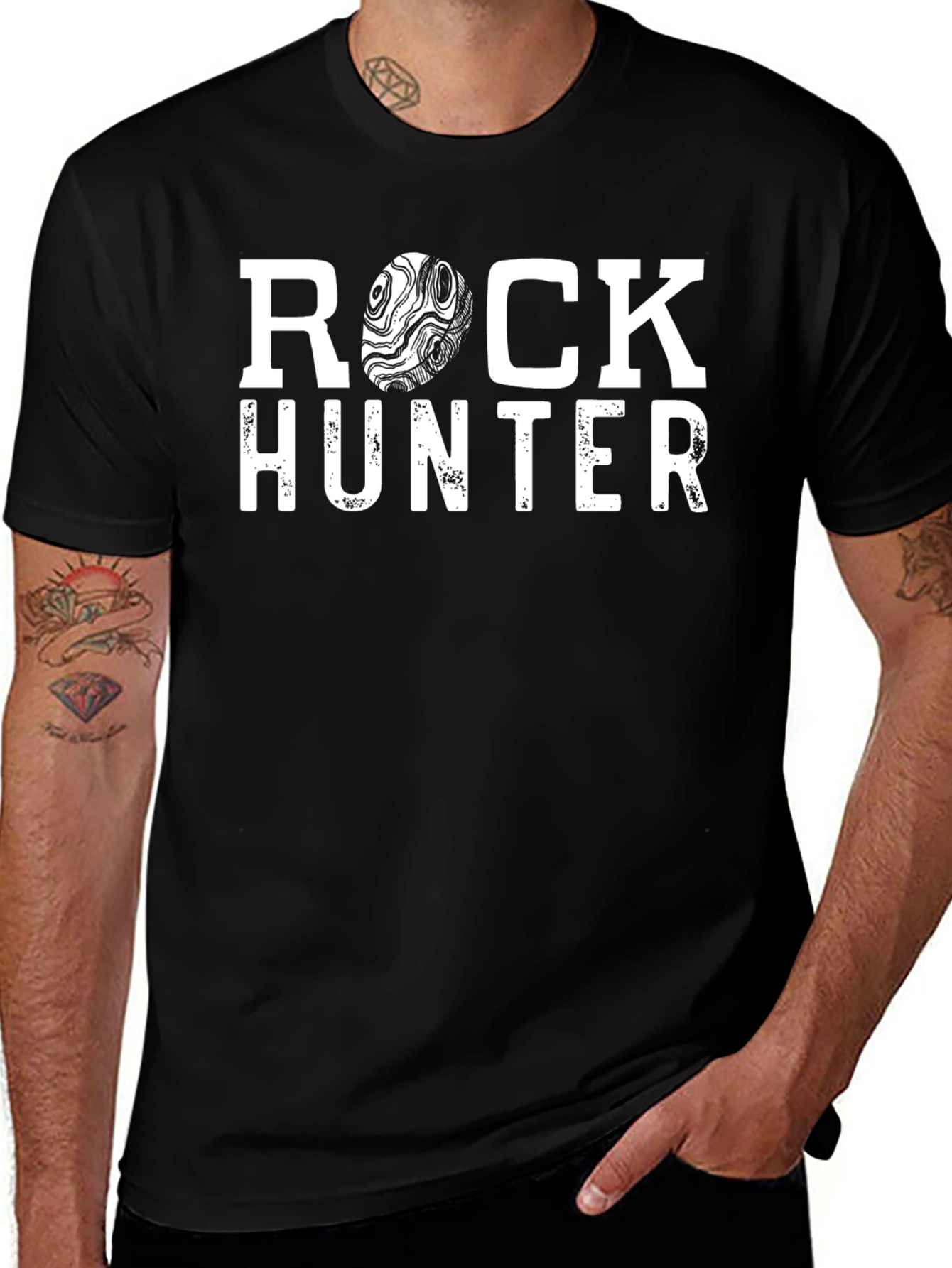 Camiseta Negra Rock Hunter para Amantes de la Geología
