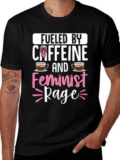Camiseta Impulsado por cafeína y furia feminista