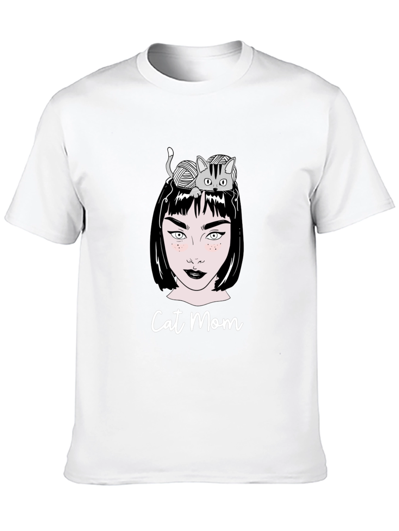 Camiseta Negra Cat Mom Estampada