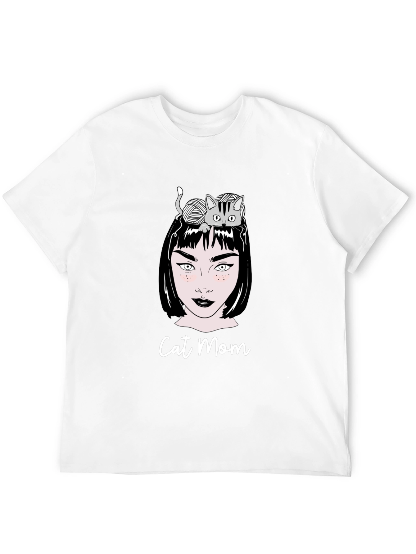 Camiseta Negra Cat Mom Estampada