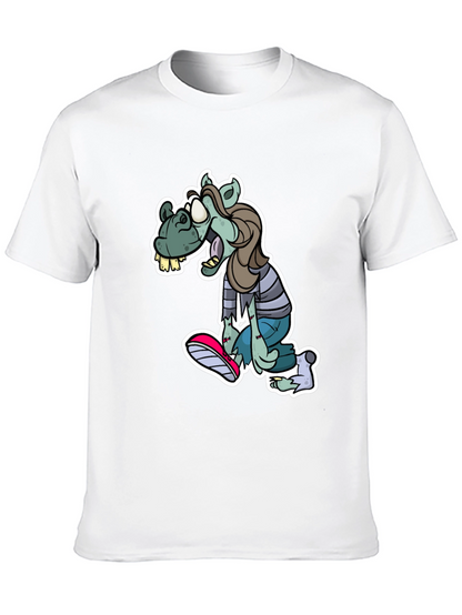 Camiseta Negra Estampada con Zombie Divertido