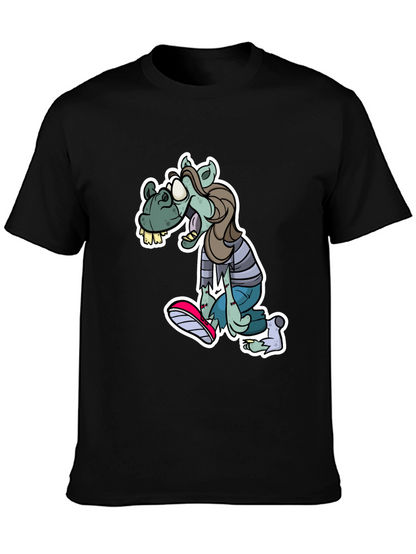 Camiseta Negra Estampada con Zombie Divertido