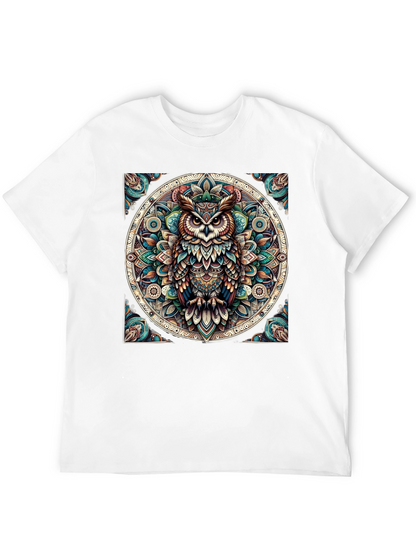 Camiseta Negra con Diseño de Búho Mandala