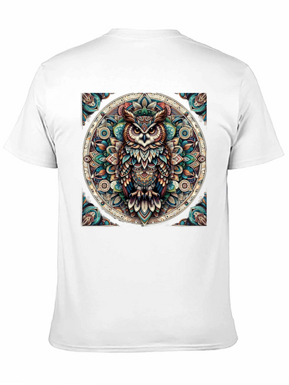 Camiseta Negra con Diseño de Búho Mandala