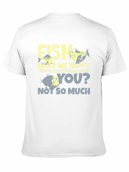 Camiseta Hombre Negra Estampada Fish Make Me Happy