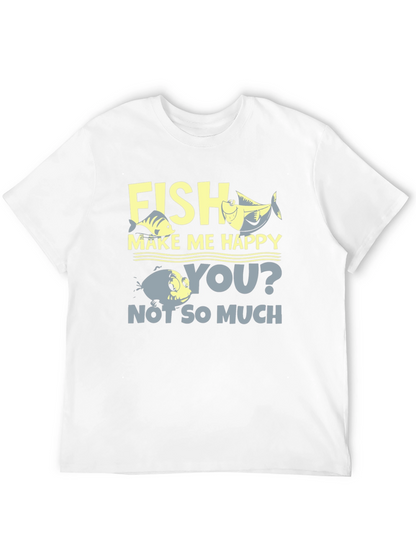 Camiseta Hombre Negra Estampada Fish Make Me Happy