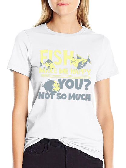 Camiseta Hombre Negra Estampada Fish Make Me Happy