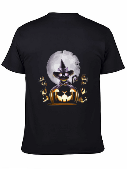 Camiseta Halloween Gato Bruja Calabaza Luna