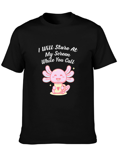 Camiseta Negra con Estampado de Axolote y Texto Divertido