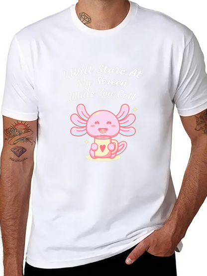 Camiseta Negra con Estampado de Axolote y Texto Divertido