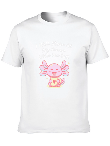 Camiseta Negra con Estampado de Axolote y Texto Divertido