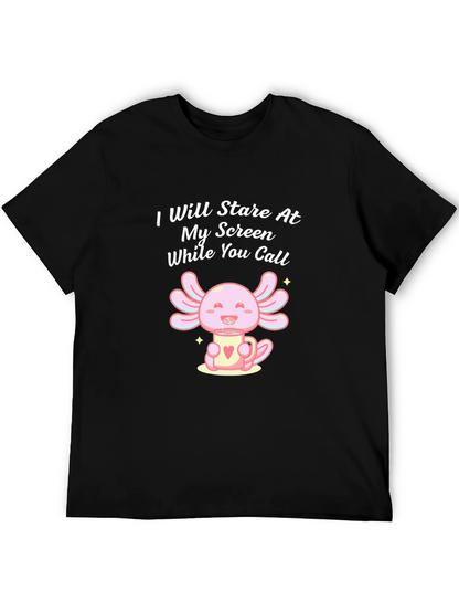 Camiseta Negra con Estampado de Axolote y Texto Divertido
