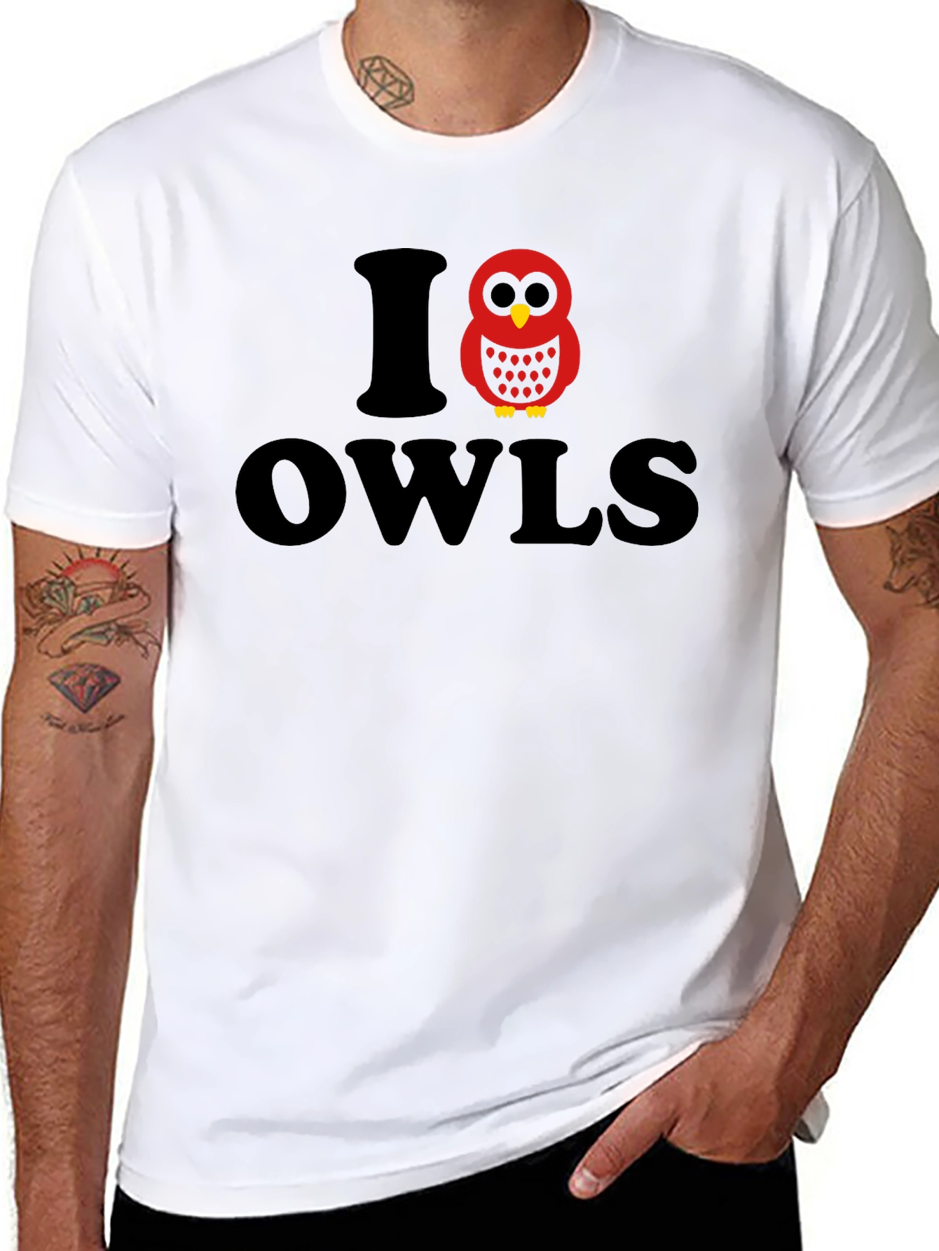 Camiseta Amo los Búhos Negra Estampada