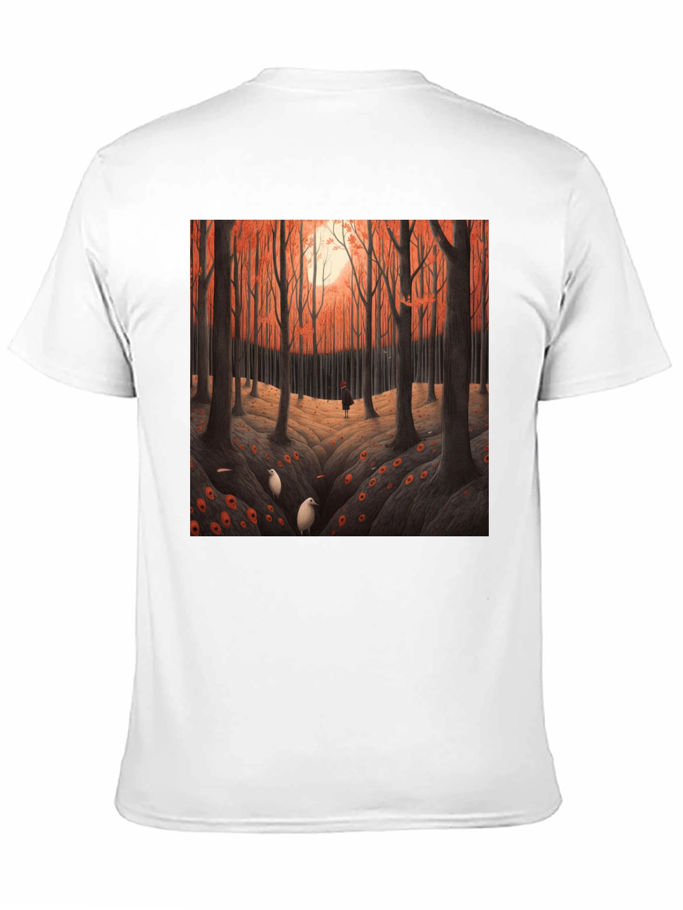 Camiseta Negra con Diseño Bosque Otoñal