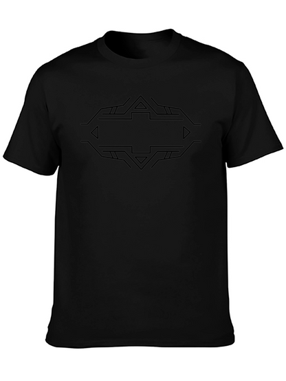Camiseta Negra con Diseño Abstracto Geométrico
