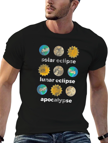 Camiseta Negra Eclipse Solar Lunar y Apocalipsis