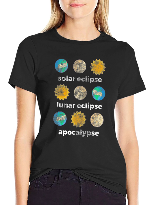Camiseta Negra Eclipse Solar Lunar y Apocalipsis