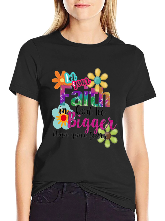 Camiseta Fe en Dios - Diseño Floral Colorido