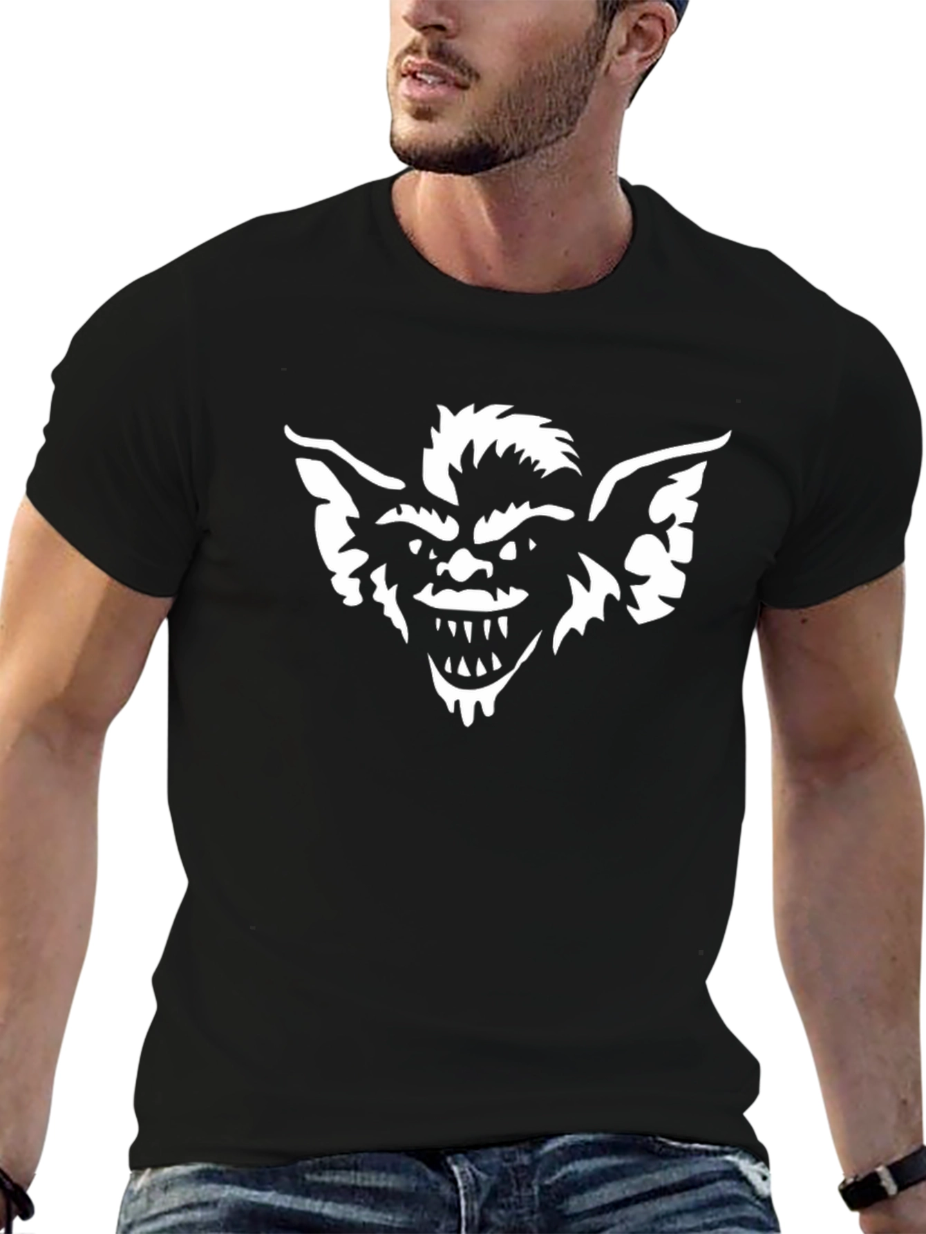 Camiseta Negra Hombre con Diseño Gremlin