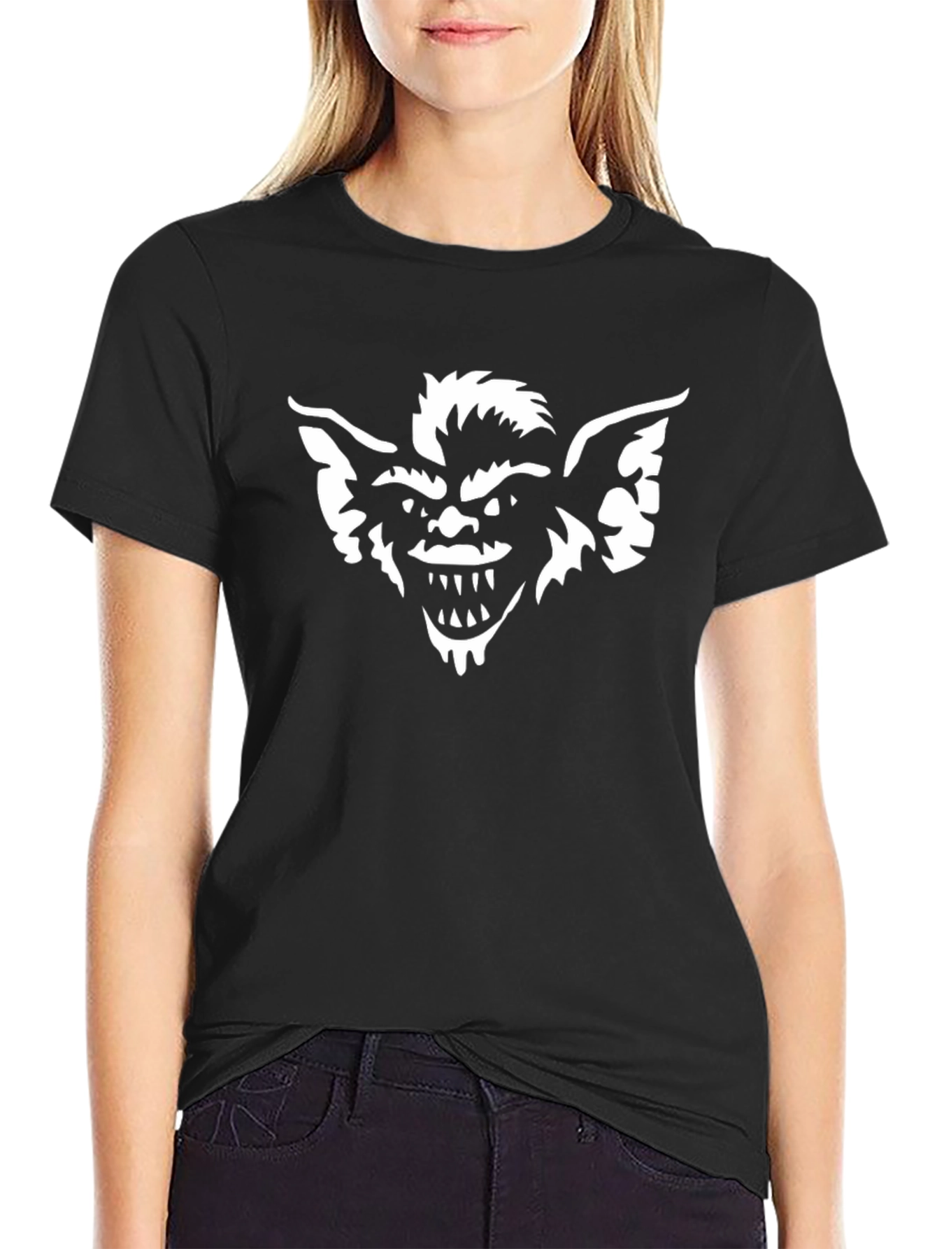 Camiseta Negra Hombre con Diseño Gremlin