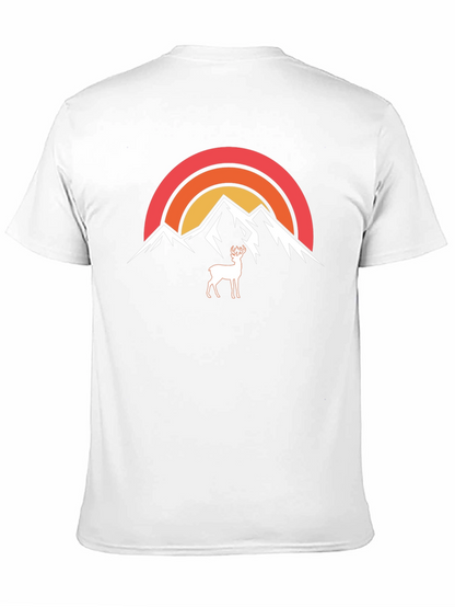 Camiseta Negra Montañas y Ciervo Retro